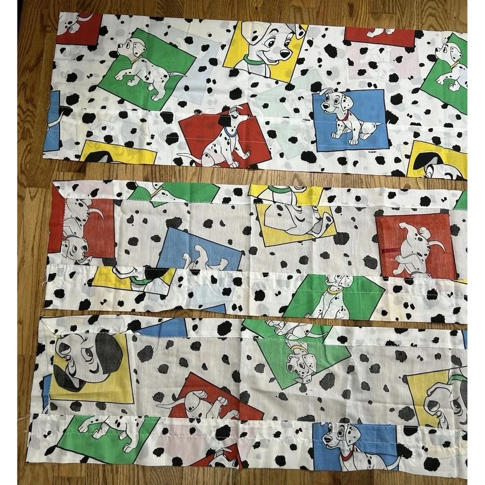 101 Dalmatians Unfinished Curtain Valances Unfinished Fabric Pieces Vintage 1993